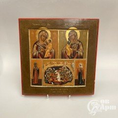 Икона "Богородицы Тихвинская, Феодоровская, семь спящих отроков, Святые Анастасия и Екатерина"